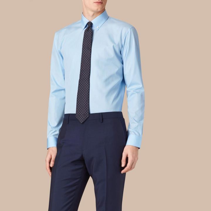 Burberry Burberry Modern Fit Button-down Collar Cotton Poplin Shirt, Size: 17, Blue
