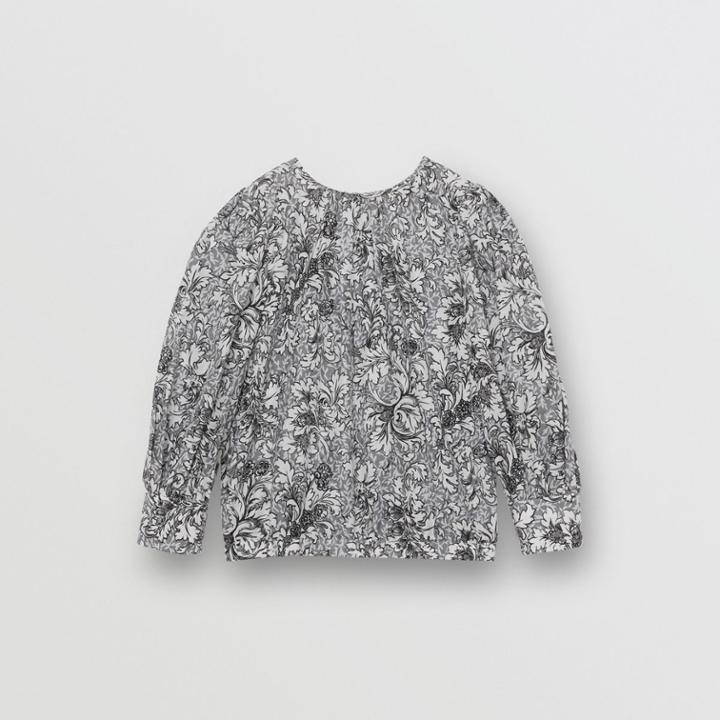 Burberry Burberry Childrens Floral Print Cotton Silk Blouse, Size: 4y, Grey
