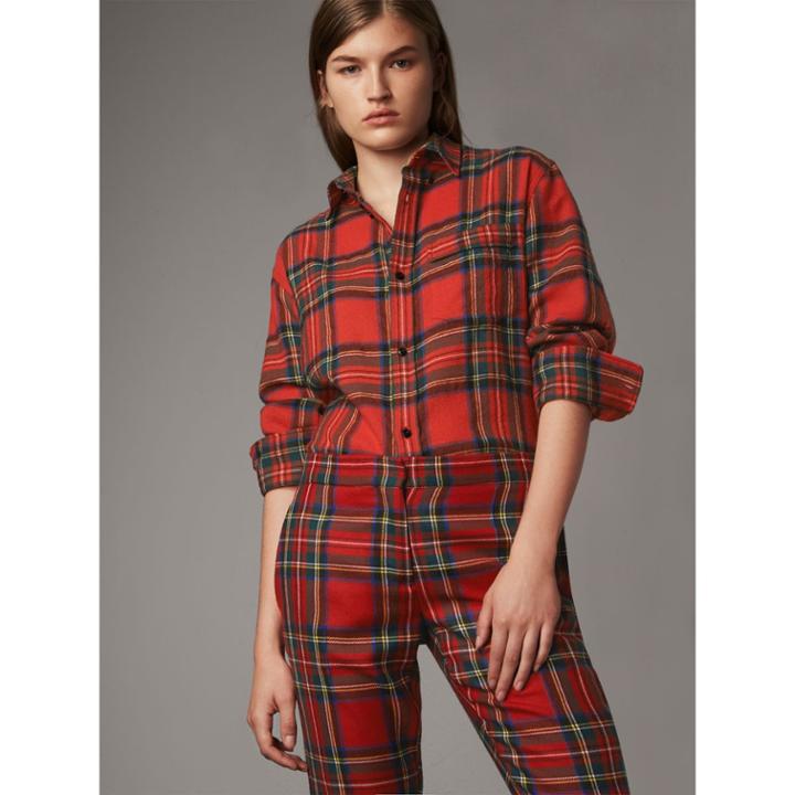 Burberry Burberry Tartan Wool Shirt, Size: 04
