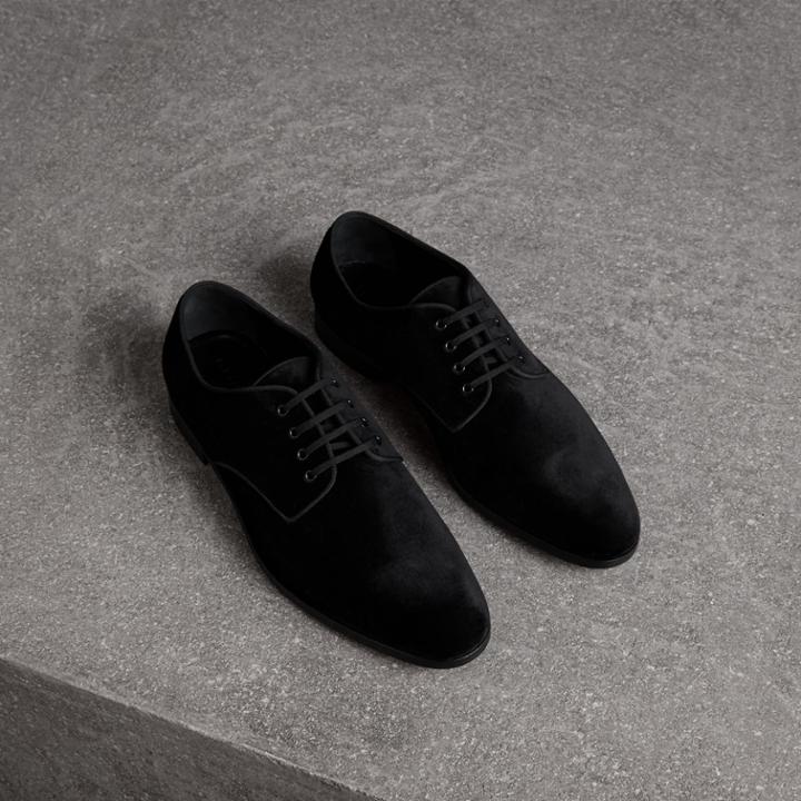 Burberry Burberry Velvet Derby Shoes, Size: 42, Black