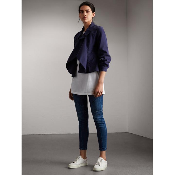 Burberry Burberry Draped Cotton Utility Jacket, Size: 02, Blue