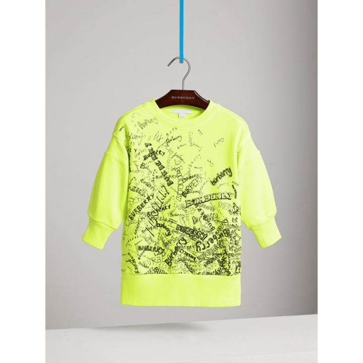Burberry Burberry Doodle Print Cotton Jersey Sweater Dress, Size: 6y, Yellow