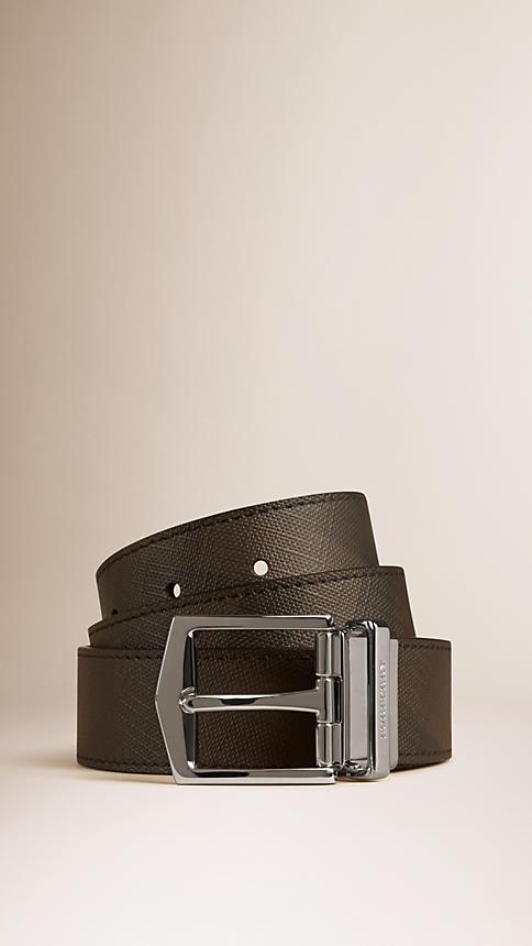 Burberry Reversible Smoked Check Leather Buckle Belt