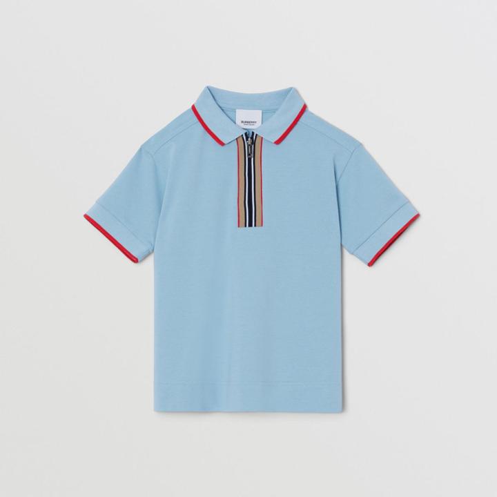 Burberry Burberry Childrens Icon Stripe Detail Cotton Zip-front Polo Shirt, Size: 14y