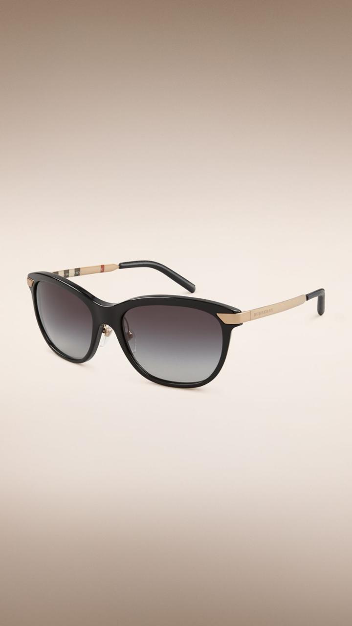 Burberry Burberry Trench Collection Round Frame Sunglasses, Black