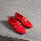 Burberry Burberry Link Detail Patent Leather Loafers, Size: 35, Red