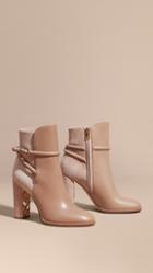 Burberry Strap Detail Leather And Suede Ankle Boots