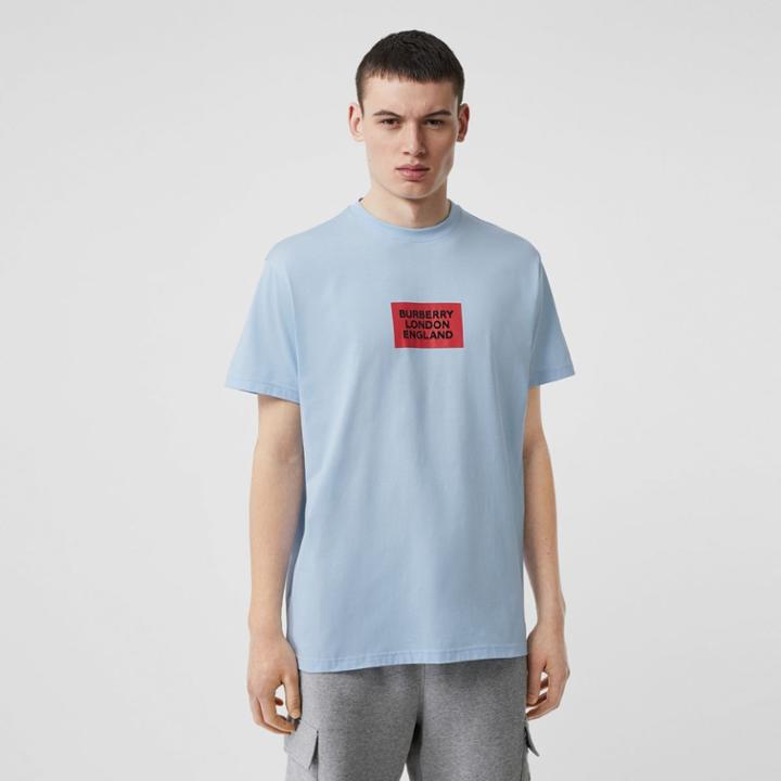 Burberry Burberry Logo Print Cotton Oversized T-shirt, Blue