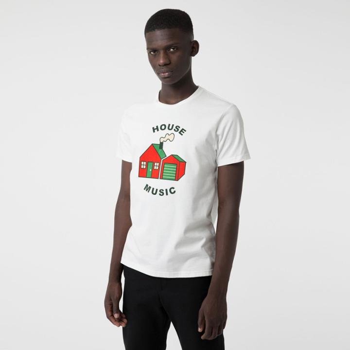 Burberry Burberry House Music Print Cotton T-shirt, White