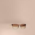 Burberry Burberry Check Detail Square Frame Sunglasses, Beige