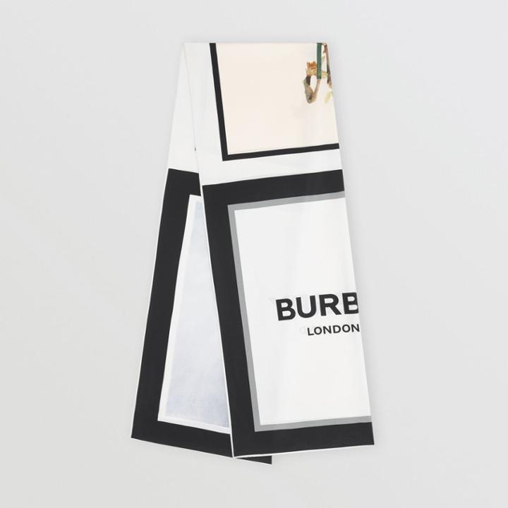 Burberry Burberry Montage And Logo Print Silk Scarf, Black