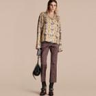 Burberry Cropped Scattered Geometric Tile Print Cotton Trousers