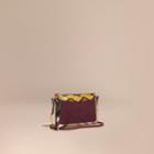 Burberry Burberry Leather, House Check And Snakeskin Clutch Bag, Purple