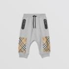 Burberry Burberry Childrens Vintage Check Panel Cotton Trackpants, Size: 2y, Grey