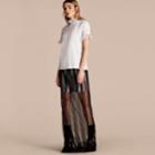 Burberry Burberry Cotton T-shirt With Tulle Ruffles, Size: M, White