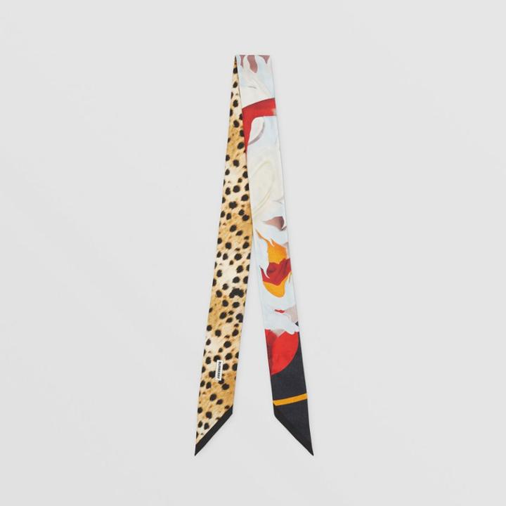 Burberry Burberry Montage Print Silk Skinny Scarf, Multicoloured