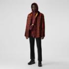 Burberry Burberry Lambskin Trim Check Technical Cotton Barn Jacket, Red