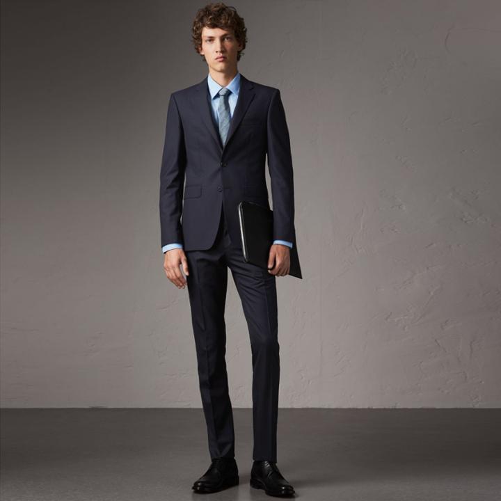 Burberry Burberry Slim Fit Wool Part-canvas Suit, Size: 44r, Blue