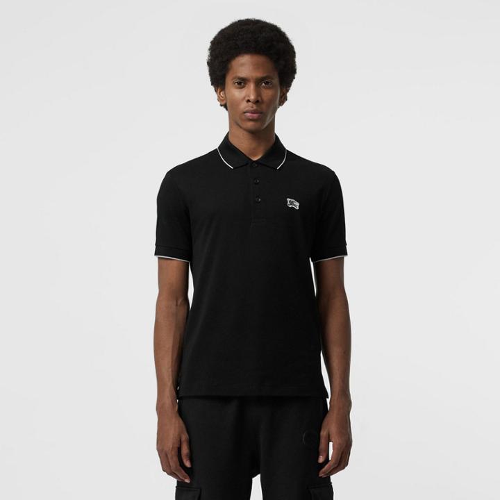 Burberry Burberry Tipped Cotton Piqu Polo Shirt, Size: M, Black