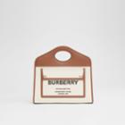 Burberry Burberry Small Two-tone Canvas And Leather Pocket Tote, Brown