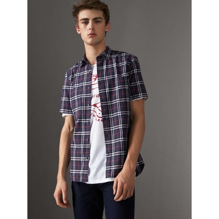 Burberry Burberry Short-sleeve Check Cotton Shirt, Size: M