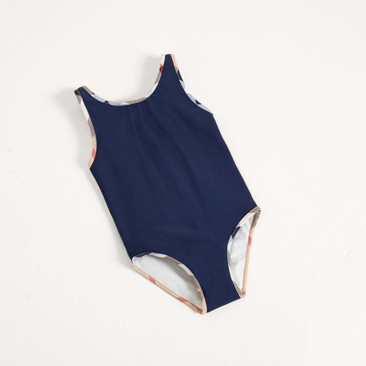 Burberry Burberry Check Detail One-piece Swimsuit, Size: 14y, Blue