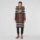 Burberry Burberry Detachable Hood Check Technical Wool Duffle Coat, Size: 0