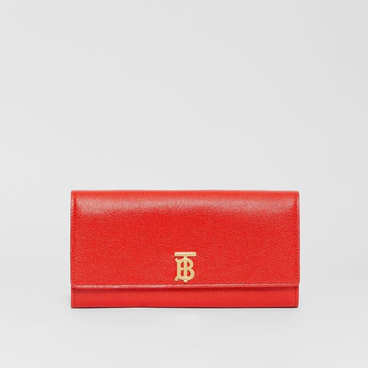 Burberry Burberry Monogram Motif Grainy Leather Continental Wallet, Red