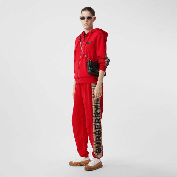 Burberry Burberry Vintage Check Panel Cotton Jogging Pants, Red