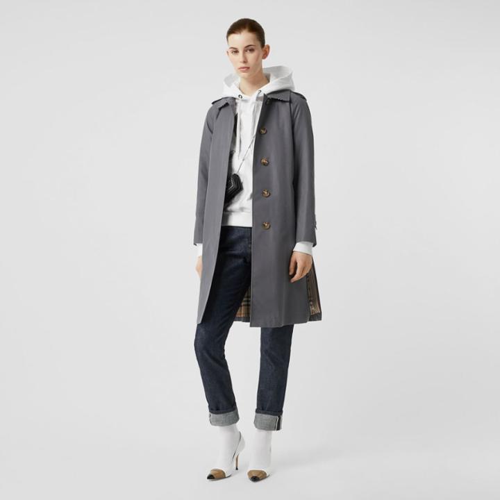 Burberry Burberry Cotton Gabardine Belted Car Coat, Size: 08, Grey