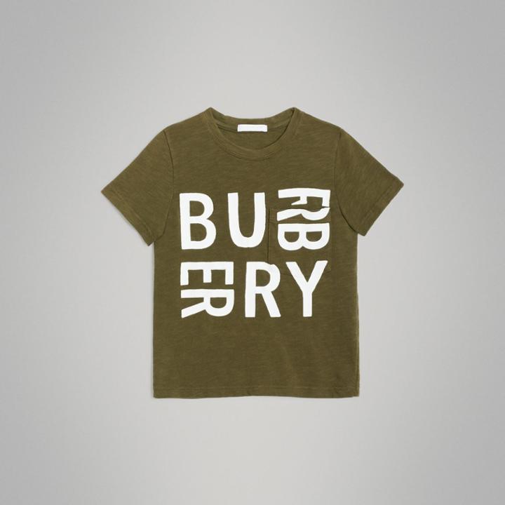 Burberry Burberry Childrens Logo Print Cotton T-shirt, Size: 6y, Green