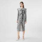 Burberry Burberry Ruffle Detail Sequinned Stretch Silk Dress, Size: 04, Grey