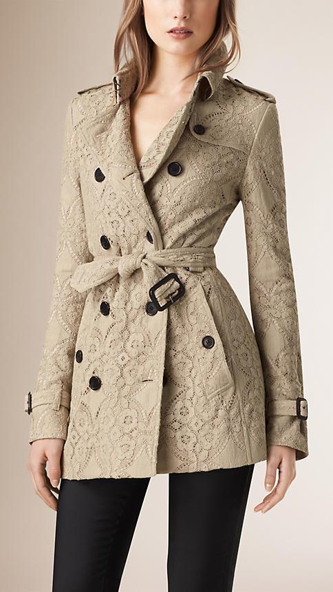 Burberry English Gabardine Lace Trench Coat