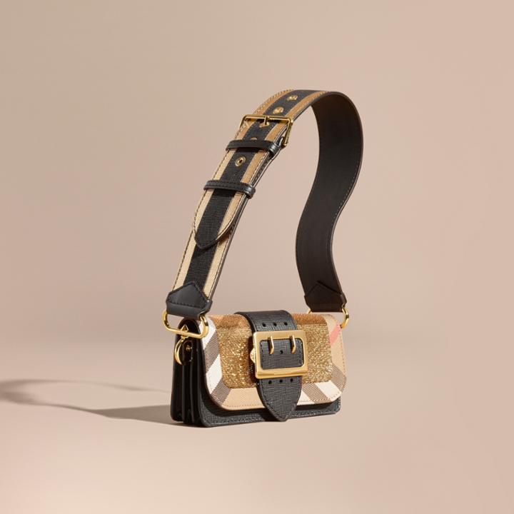 Burberry Burberry The Small Buckle Bag In Sequins And House Check, Yellow