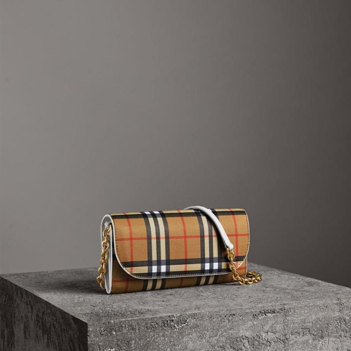 Burberry Burberry Vintage Check And Leather Wallet With Chain