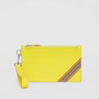 Burberry Burberry Icon Stripe Print Grainy Leather Zip Pouch, Yellow