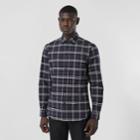 Burberry Burberry Small Scale Check Stretch Cotton Shirt, Size: Xxxl, Blue