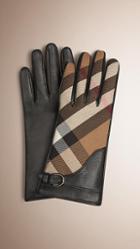 Burberry Leather And House Check Gloves