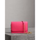 Burberry Burberry Embossed Leather Wallet With Detachable Strap, Pink