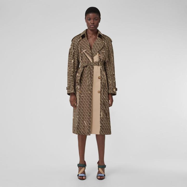 Burberry Burberry Monogram Print Cotton Trench Coat, Size: 0