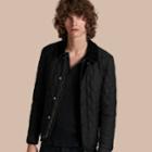 Burberry Burberry Leather Piping Corduroy Collar Quilted Jacket, Size: 42, Black