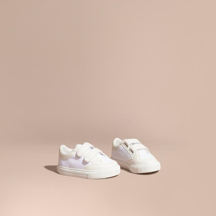 Burberry Burberry Leather And Canvas Trainers, Size: 3, White