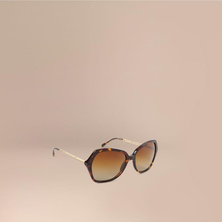 Burberry Burberry Oversize Square Frame Polarised Sunglasses, Brown