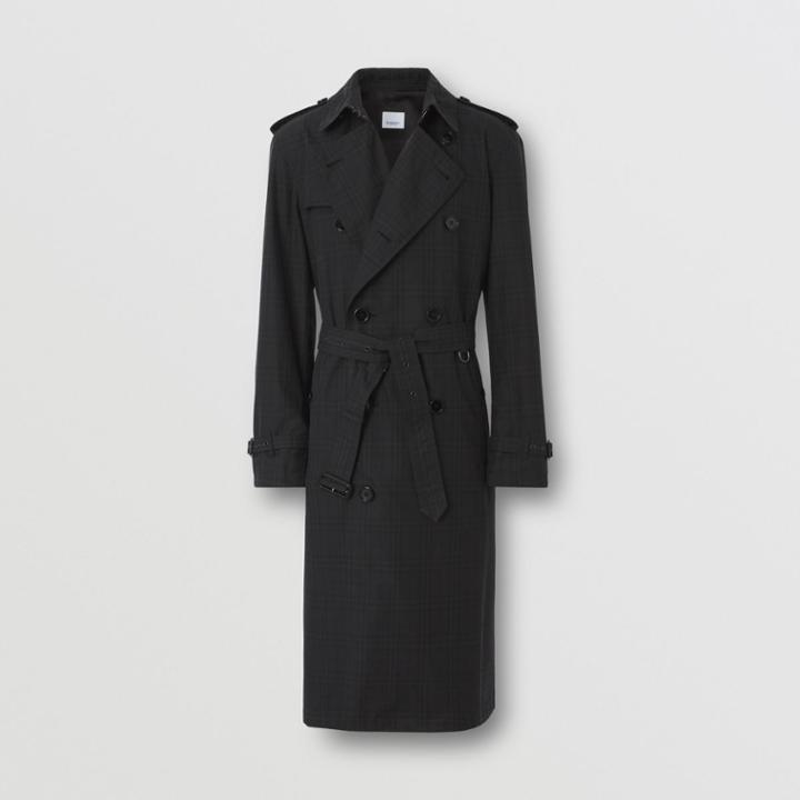 Burberry Burberry Check Cotton Trench Coat, Size: 34