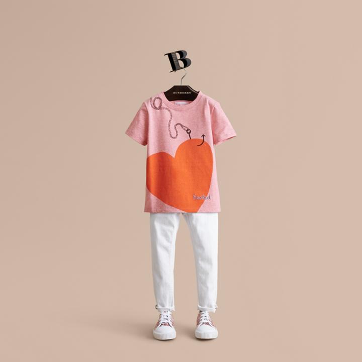 Burberry Burberry Hooked Heart Motif Cotton T-shirt, Size: 14y, Pink