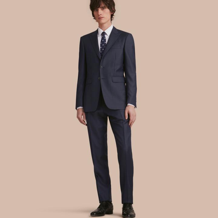 Burberry Burberry Modern Fit Wool Silk Part-canvas Suit, Size: 48r, Blue