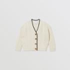 Burberry Burberry Childrens Logo Panel Cable Knit Wool Cashmere Cardigan, Size: 10y, White