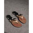 Burberry Burberry House Check And Patent Leather Sandals, Size: 41, Yellow