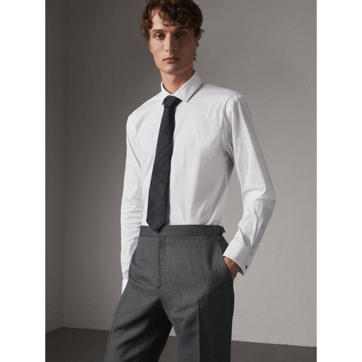 Burberry Burberry Modern Fit Double-cuff Stretch-cotton Shirt, Size: 16, White