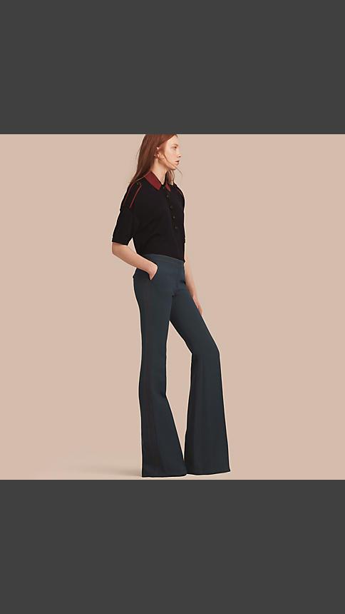 Burberry Wool Silk Boot-cut Trousers